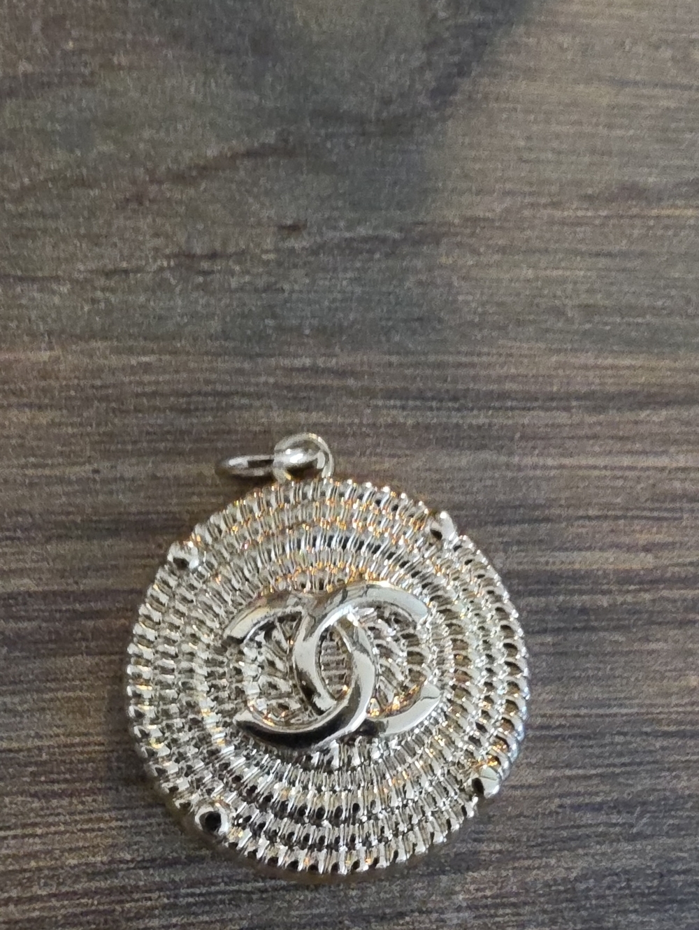 Chanel Gold-Tone Round Filigree Pendant with Interlocking Motif